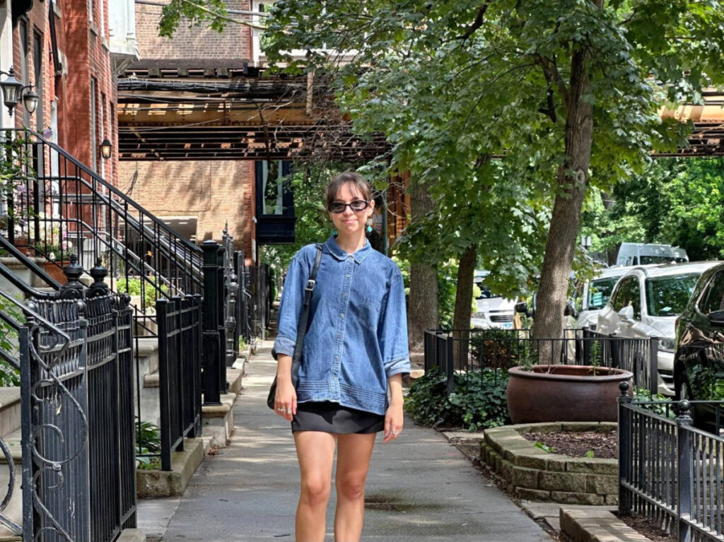 The author, Lea Rose Allbaugh walking at the Lincoln Park neighborhood