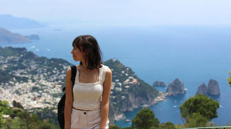 The author Lea Rose enjoying the overlooking view of Capri