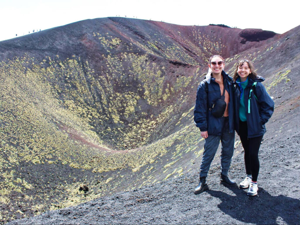 The author Lea Rose Allbaugh and her friend at the Mt. Etna
