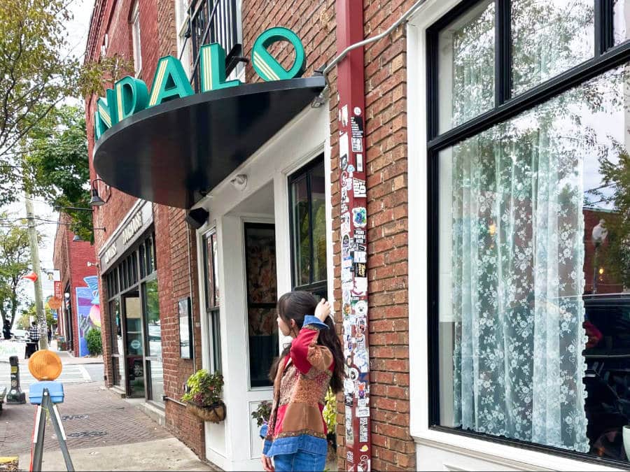 The author Lea Rose posing outside “downtown” NoDa
