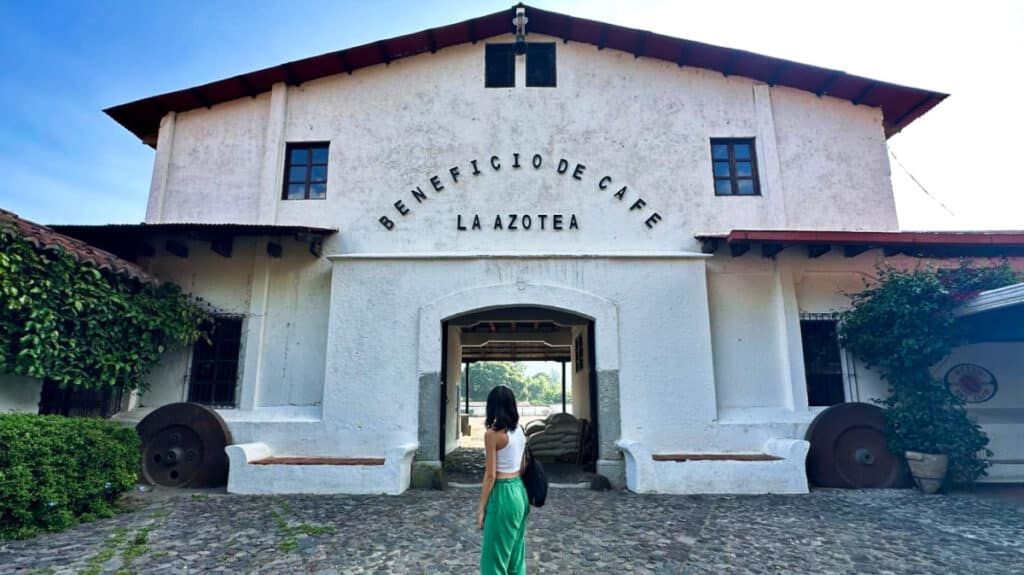 The author Lea Rose Allbaugh, looking at the entrance to La Azotea