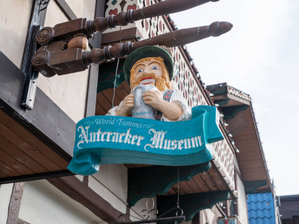 The Leavenworth Nutcracker Museum signage hanging on the entrance