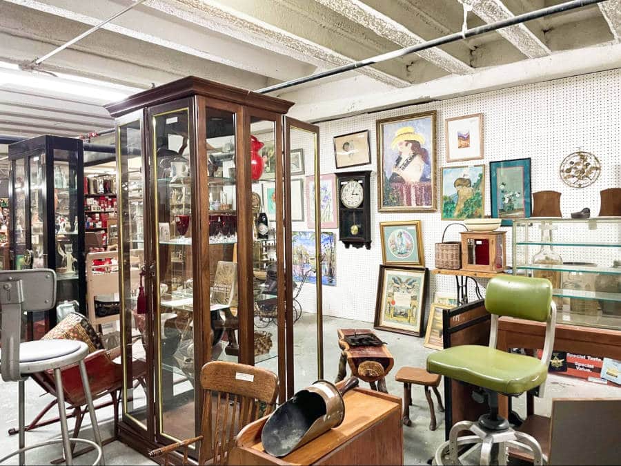 View of the displayed antiques at Lexington Park Antiques