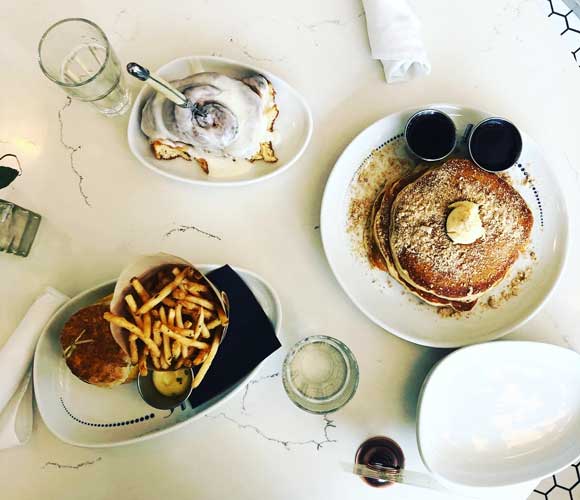 View of a brunch meal in Liberty Common