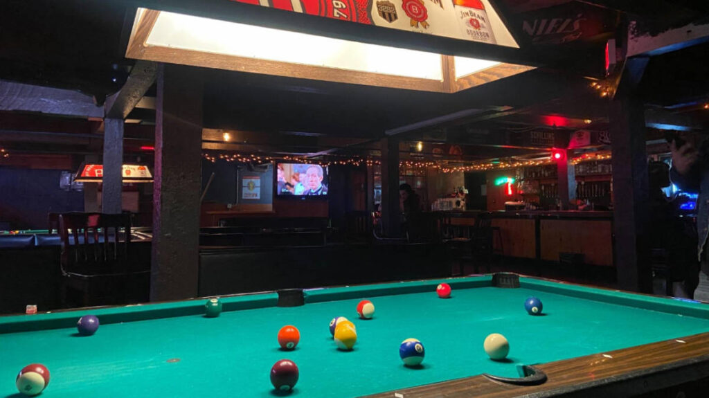 A pool table at the Life of Riley