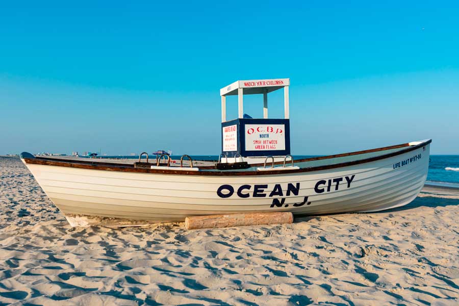 A lifeguard post on a beach in Ocean City