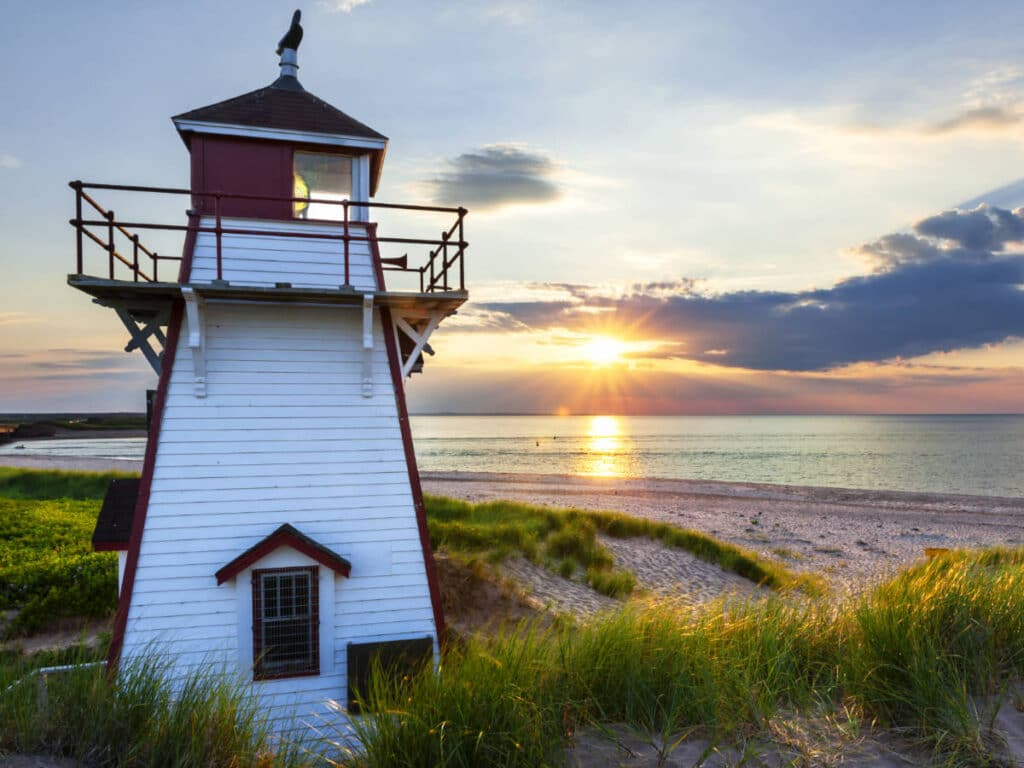 A lighthouse at Covehead Harbour in Prince Edward Island