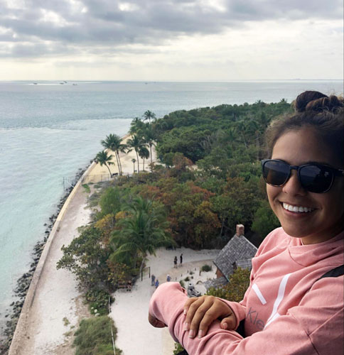 View of the author's wife in a Lighthouse on Key Biscane