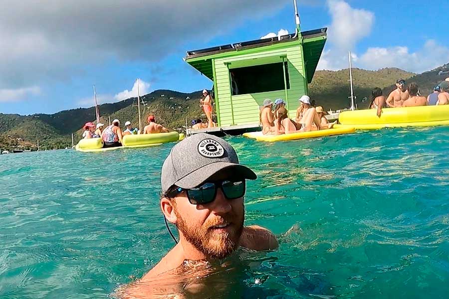 The Author swimming up to Lime Out in Coral Bay