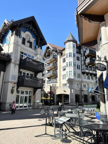 View of the beautiful buildings around Lionshead Village