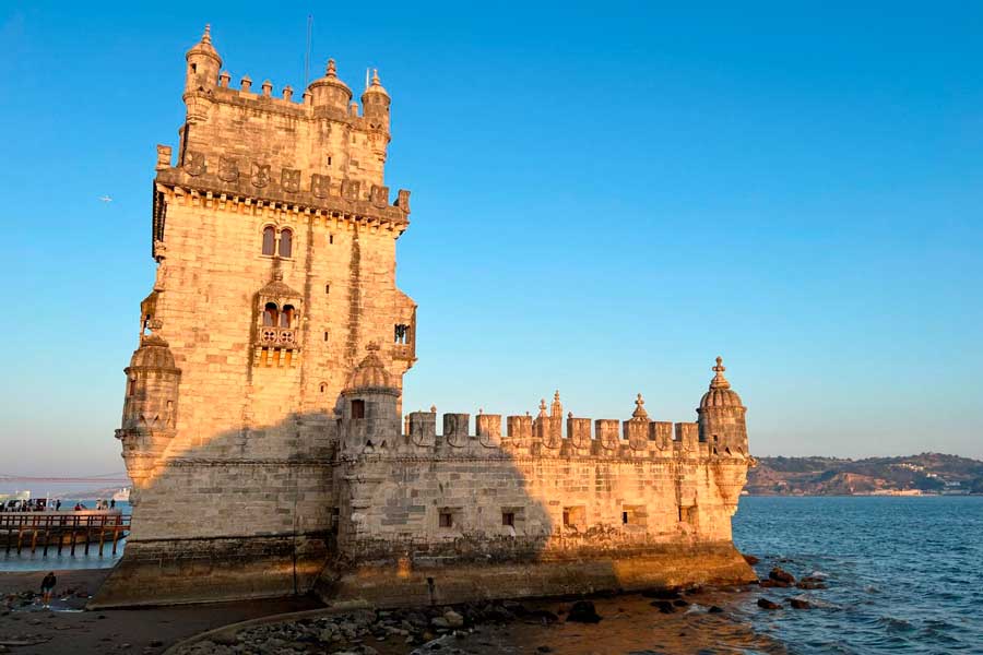 The Belem Tower under the clear blue sky in Lisbon