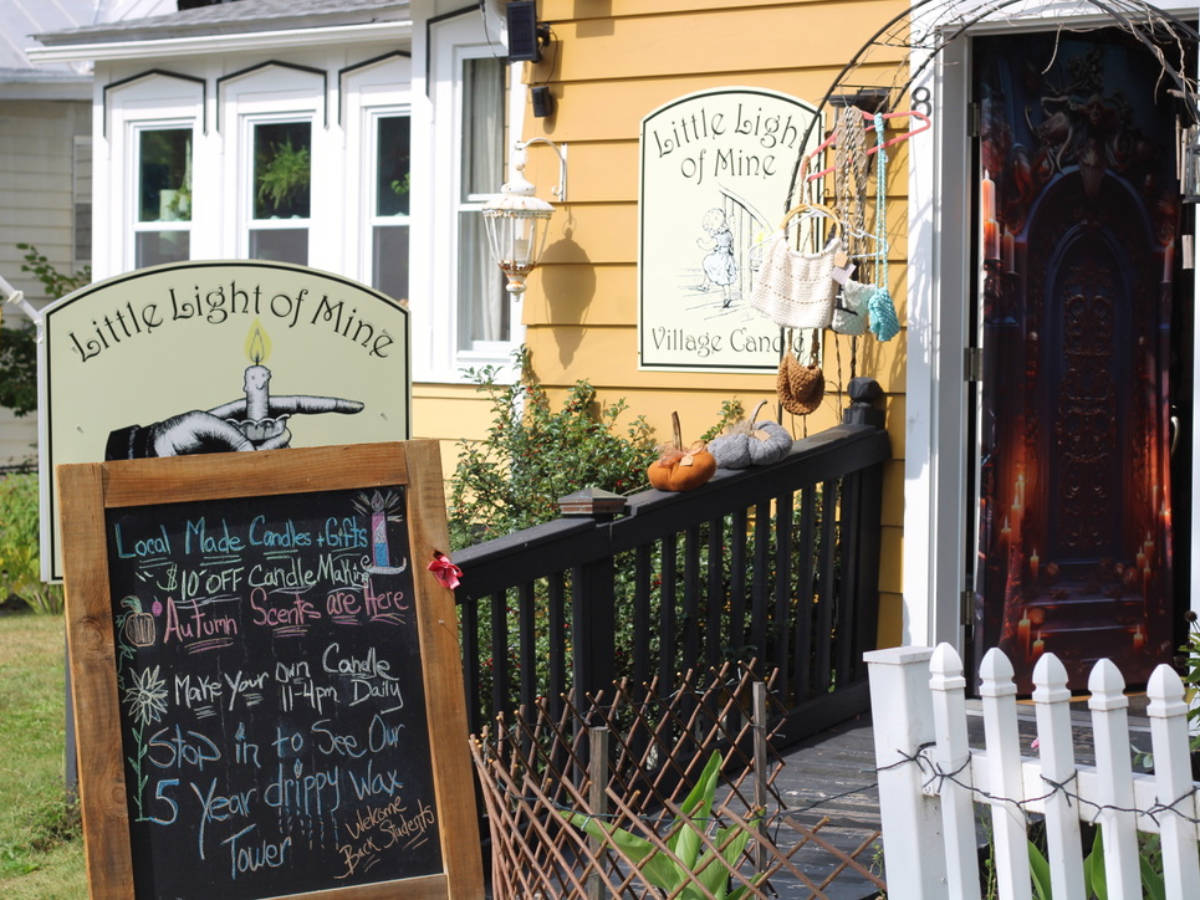 View outside a candle shop in New Paltz