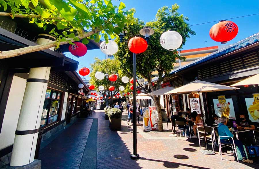 People enjoying their day in the Little Tokyo in Downtown LA