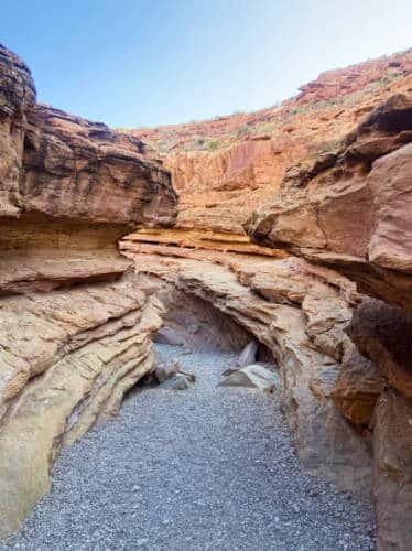 Clear blue sky over the Little Wild Horse Slot Canyon in Moab, Utah