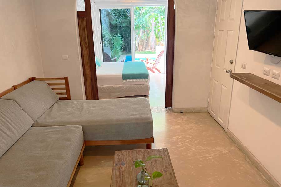 View from the inside of a room in Live Tulum