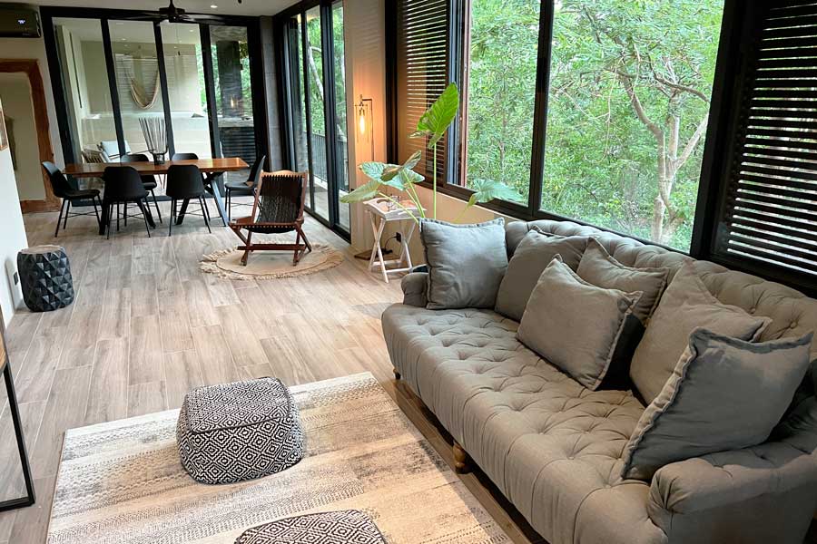 View from the inside of a living room in Arthouse