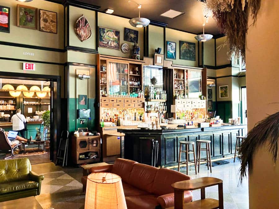 View of the interior in the lobby of Ace Hotel in the Warehouse District