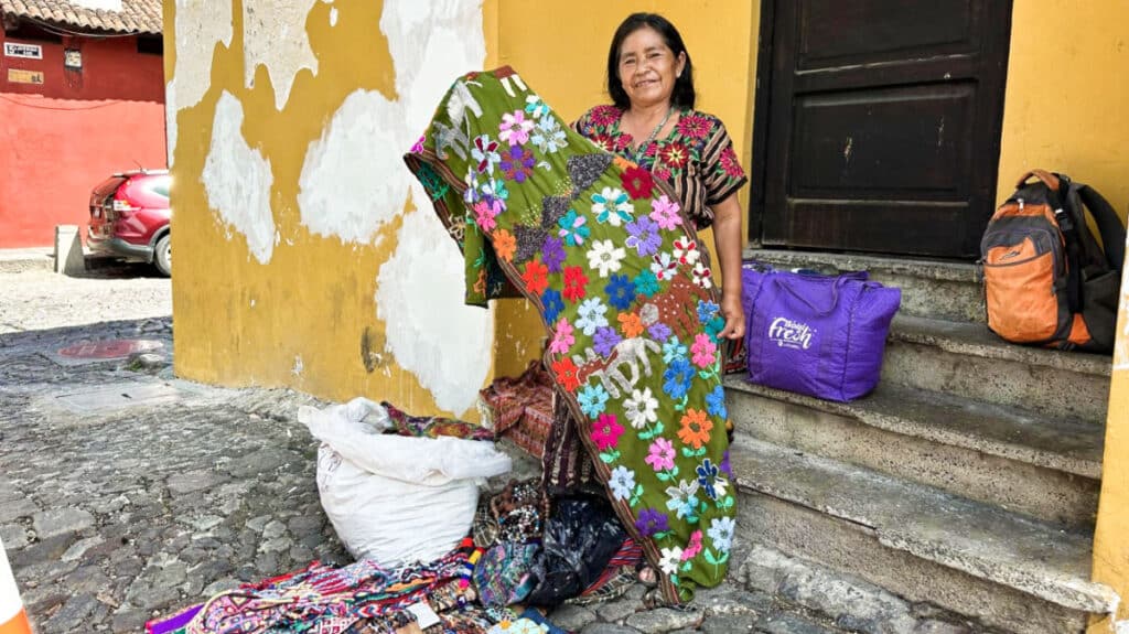 S local artisan showing off her creations of unique textiles