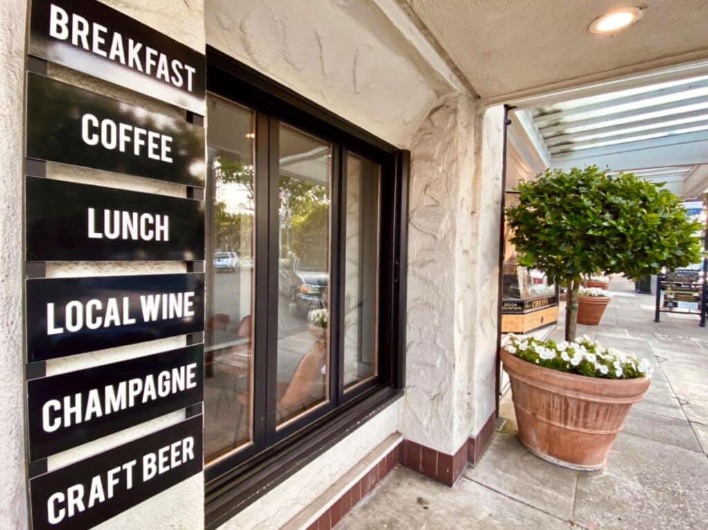 Exterior view of a local wine, craft beer, and coffee business in Sonoma