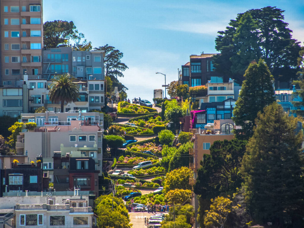 View at the Lombard Street during a sunny morning