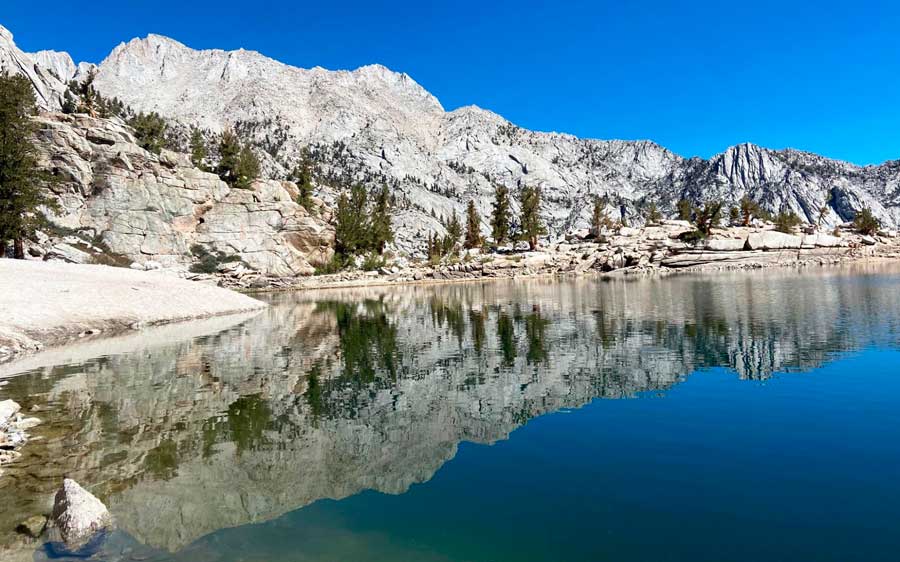 The reflection of Mt. Whitney on Lone Pine Lake