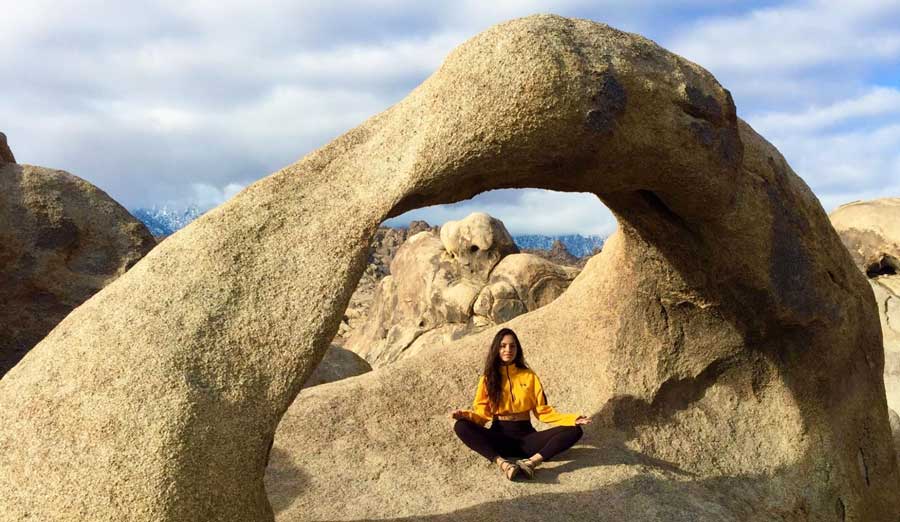 The author inside an arch at the Alabama Hills
