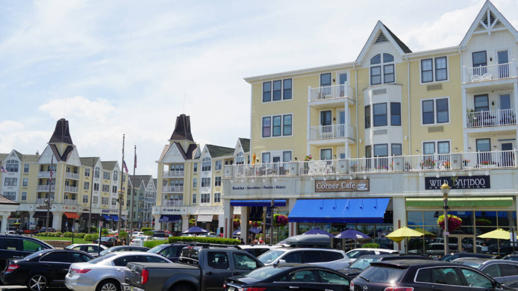 Cars parked outside the Pier Village in Long Branch