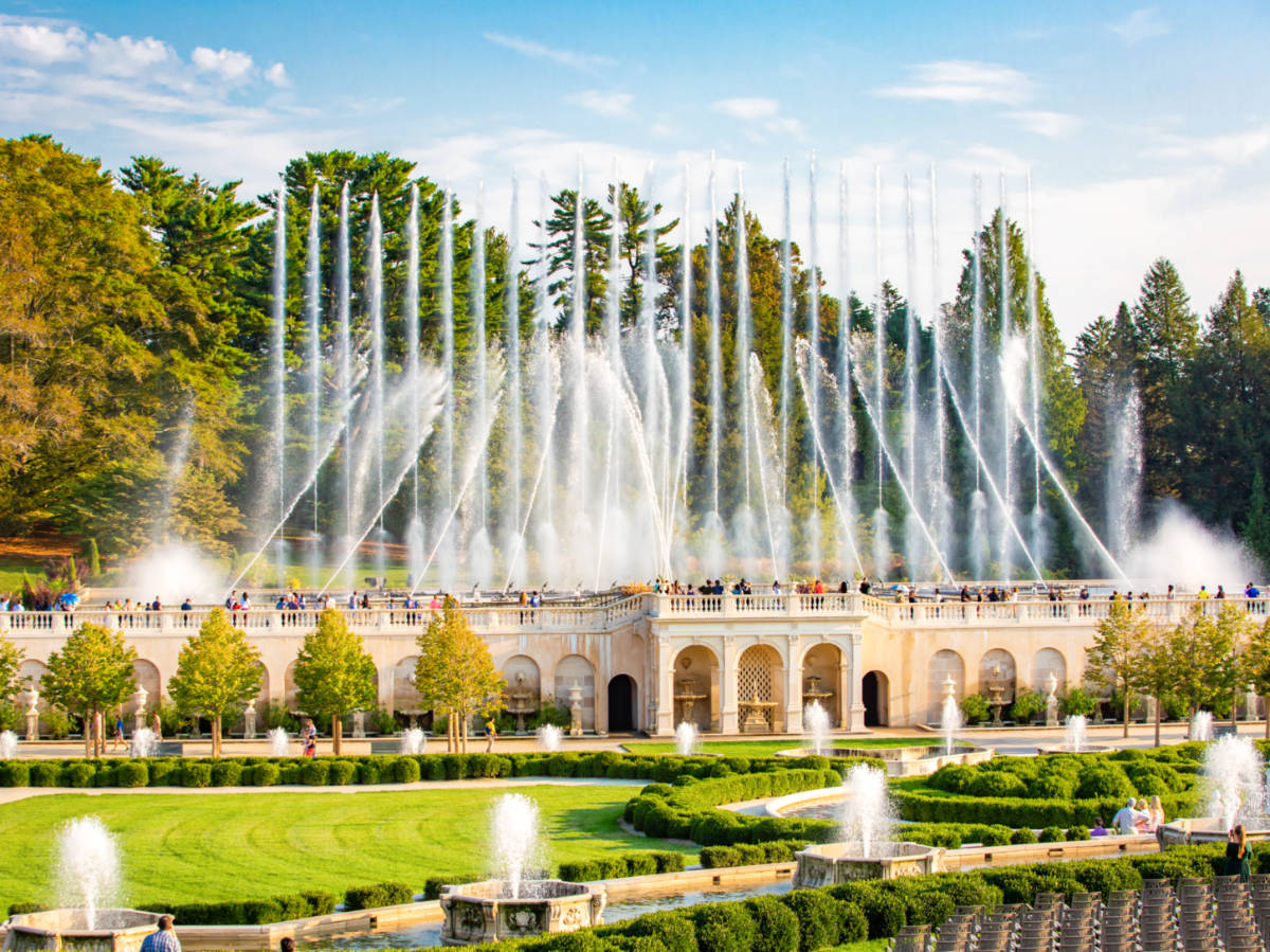 Majestic view of the fountains at Longwood Garden