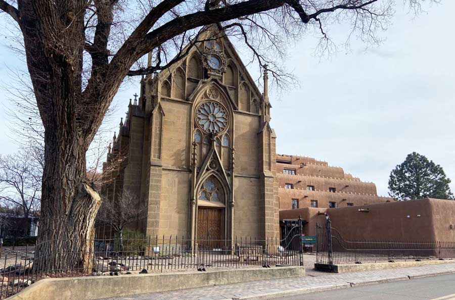 View of the Loretto Chapel from the outside