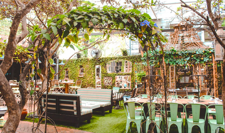 View of the courtyard in Louie Bossi's
