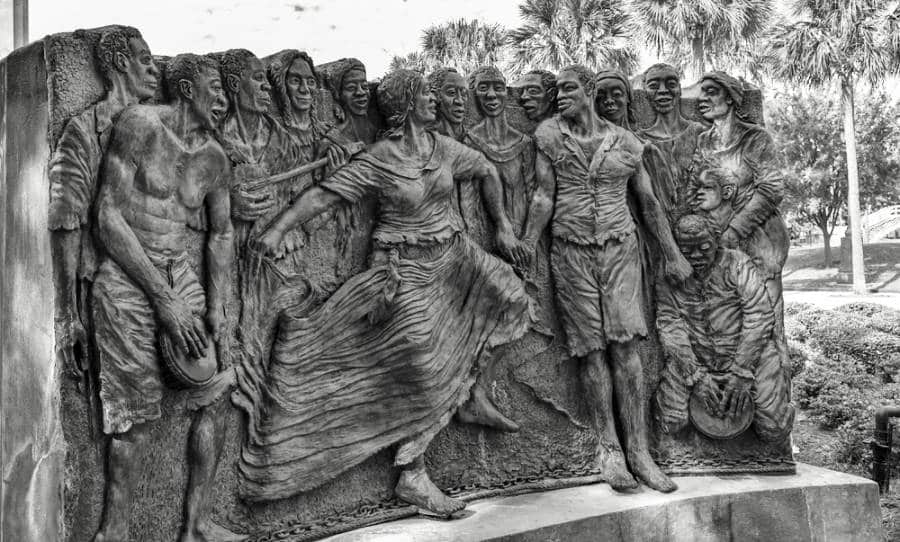 The sculptures at the Louis Armstrong park