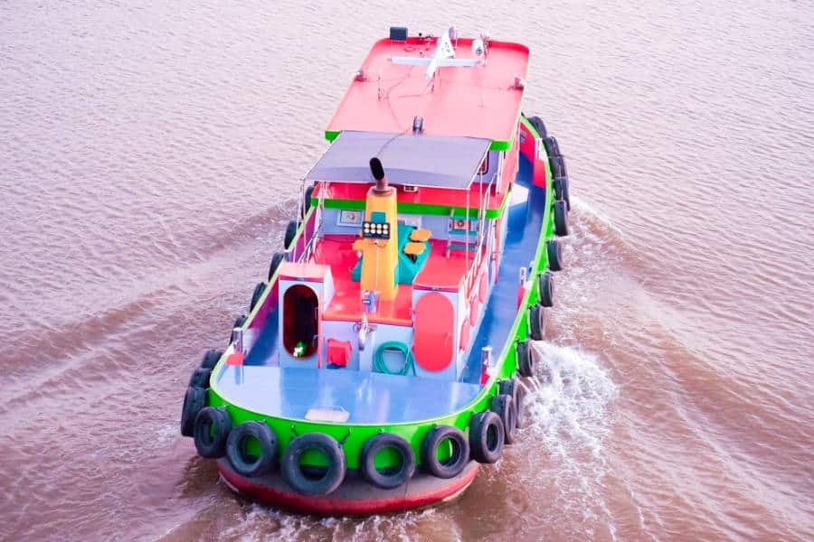 A colorful boat on the water