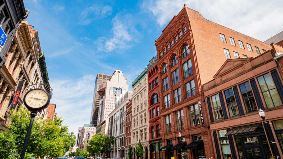 View of establishments at the Louisville Downtown