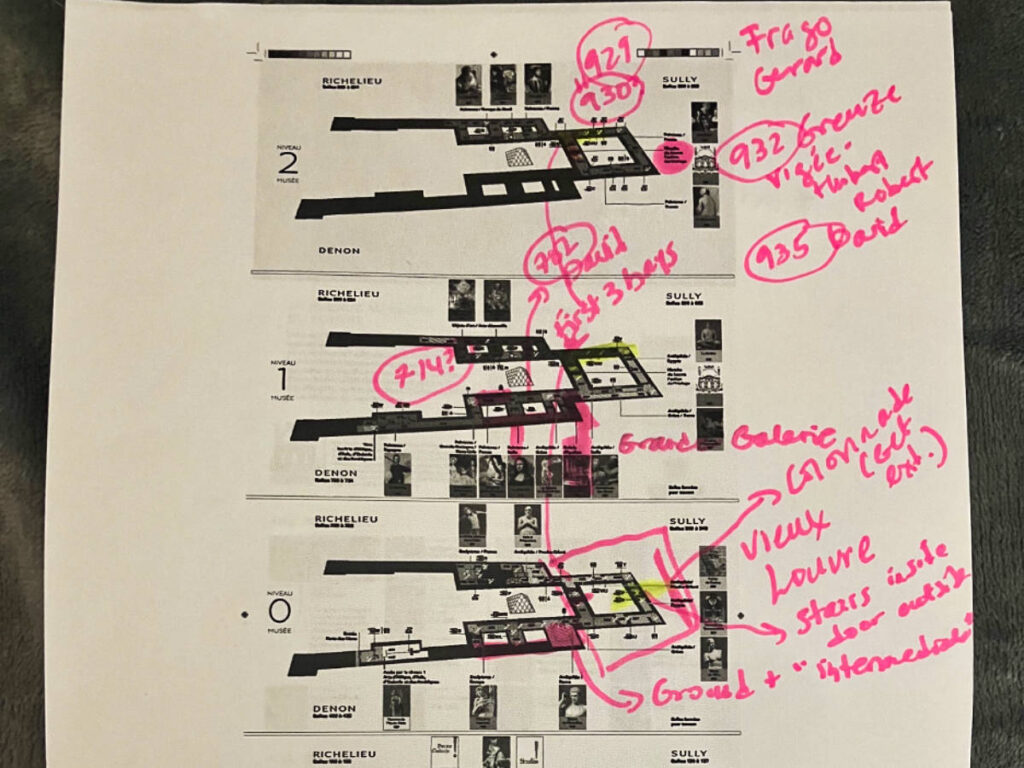 Closeup view of the DIY plan to the Louvre
