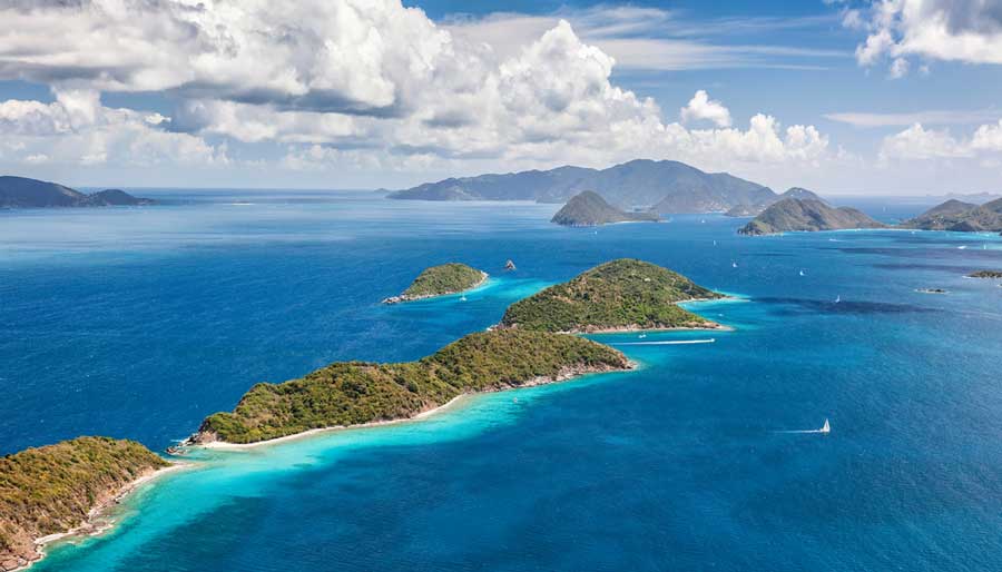 Aerial view of the Lovango Cay