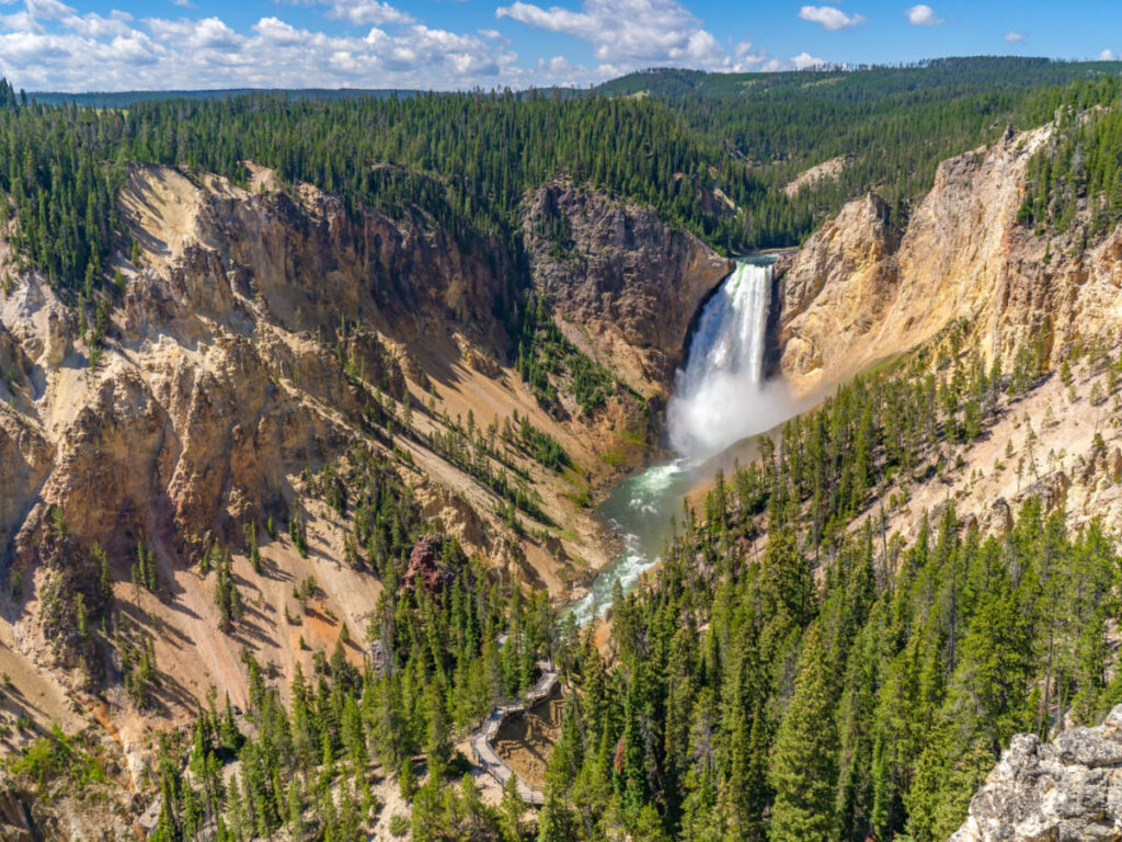 Aerial view of the Lower Falls of the Yellowstone Grand Canyon