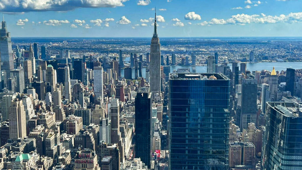 Aerial view of the Lower Manhattan and Hudson River