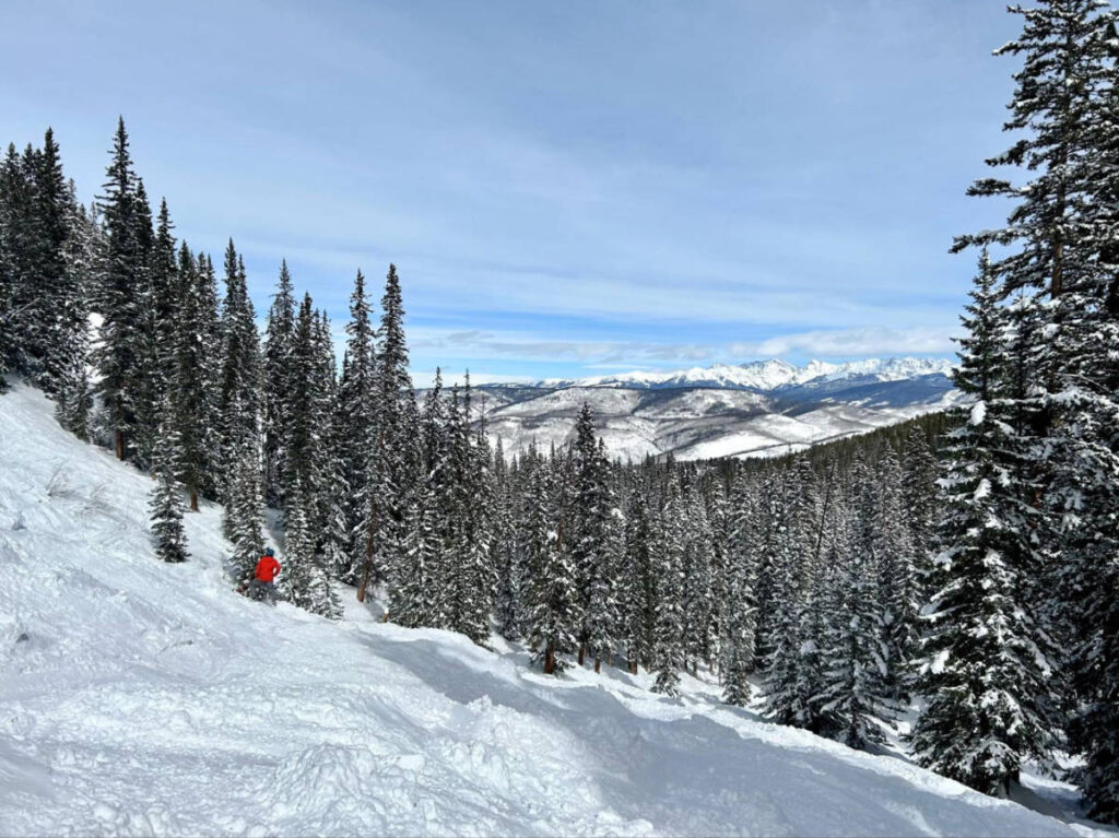 The author's husband in orange at Lower Stone Creek Chutes