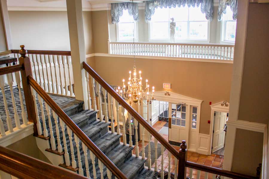 View of the staircase inside the Loyalist Country Inn