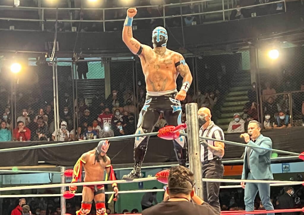 View of the author during a Lucha Libre match