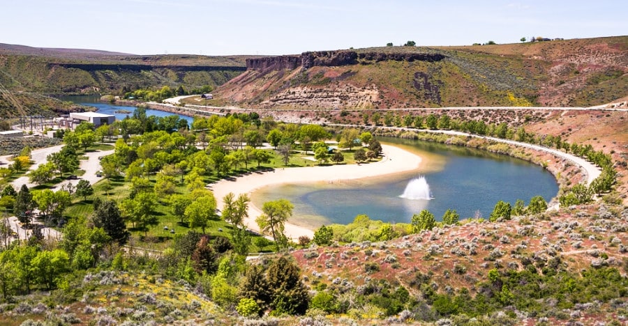 Stunning aerial view of Lucky Peak State Park