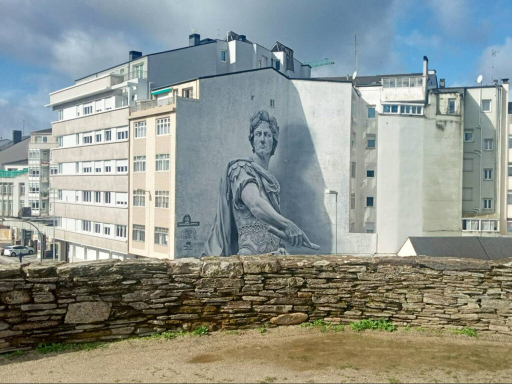 View of one of Lugo’s famous murals from the ancient walls