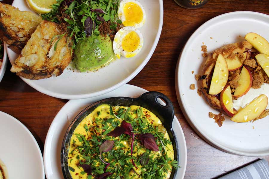 View of different dishes on a plate in Luke’s Kitchen & Bar