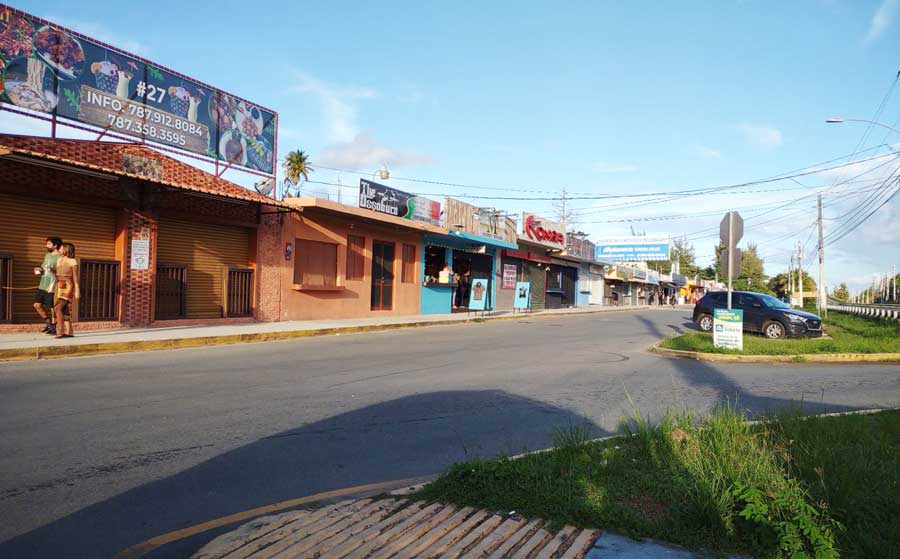 A line of different stores in Luquillo Food Kiosks