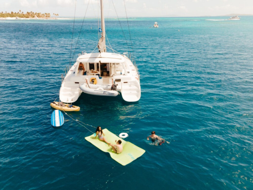 A family enjoying their luxury sailing trip