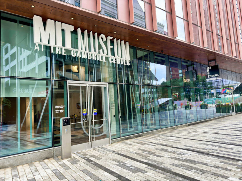 Glass exterior and entrance view of MIT Museum