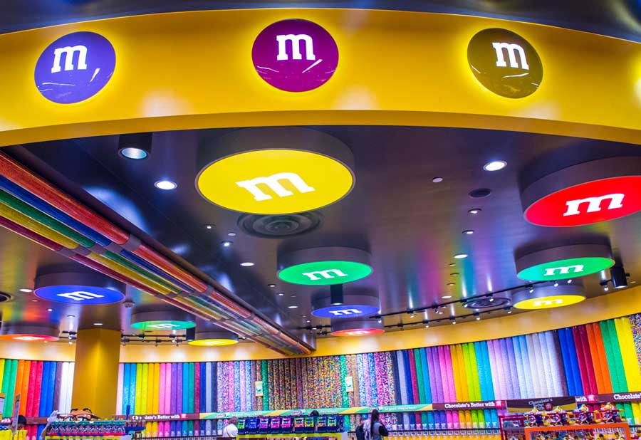 View from the inside of M&M’S Store Las Vegas