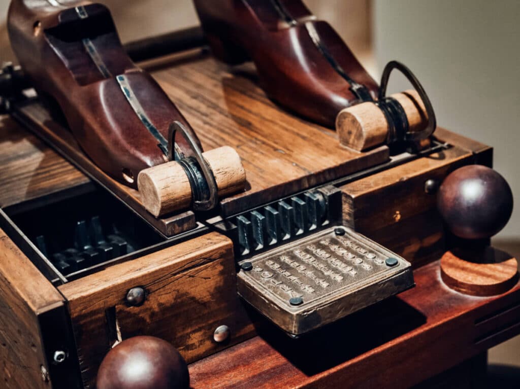 Close up view of the Flamenco rhythm machine inside the Flamenco Dance Museum