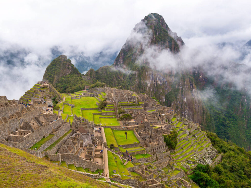 Aerial view of the fog around the Machu Picchu