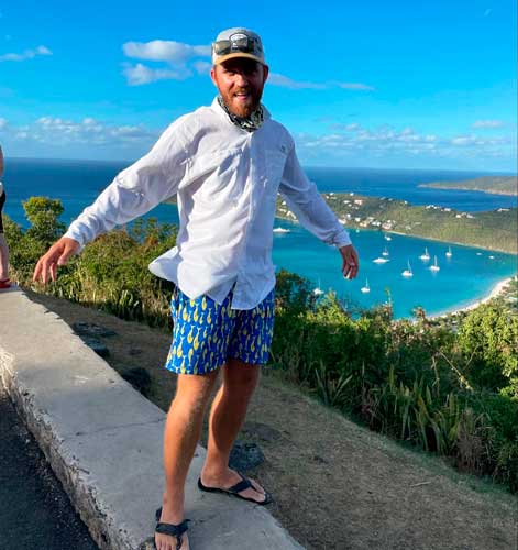 The author and the view from Magens Bay